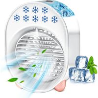 Climatiseur Portable, climatiseur mobile silencieux, Mini ventilateur humidificateur, USB Ventilateur Refroidisseur d'air Portable 4 en 1, 3 Vitesses Maison Bureau (blanc)