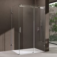 doporro Cabine de douche pare douche 100x105x195cm montage réversible Ravenna17-2K avec 4 points d attache transparent et son revetement NANO