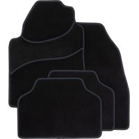 DBS - Tapis de Voiture Le Mans - Universel - Ganse textile noire surpiqure bleu - Antidérapant - 4 Pièces : Avant + Arrière - Tapis de sol Automobile - Haute Qualité