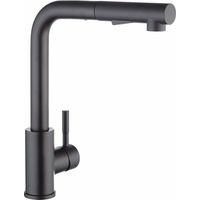 Kitchen Faucet with Black Spray, Kitchen Mixer with Pull-out Spray, 304 Stainless Steel Brushed Kitchen Faucet, 360° Rotating Sink Mixer, 2-Jet Sink Faucet(Matte Black)