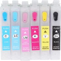 Cartouche d'encre 6 couleurs avec puce permanente, recharge compatible T0791-T0796, accessoires d'imprimante, remplacement haute capacité