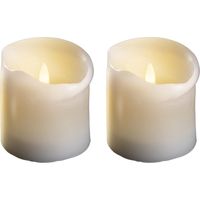 Lot 2 bougies piliers LED moyennes cire véritable 12,5 cm