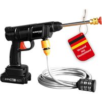 Genius Rondella ad alta pressione a batteria High Pressure Cleaner 12-TLG., idropulitrice, pistola professionale, pistola per lavaggio auto con batteria e tubo dell'acqua 5 m, pulitore mobile ad alta