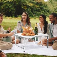 Multifunctional folding table - DAYPLUS - 75x55 cm - 0.8 mm aluminum frame - 2 heights (33/70 cm) - Foldable, 3 kg