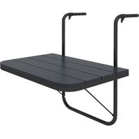 Tavolino da balcone pieghevole regolabile alluminio legno composito 60x40x55-64 cm nero