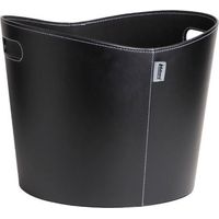 Cesto para leña Aduro Proline en piel sintética negra Ø 39 x 31 cm asas costura aparente