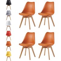 MCC Retro Esszimmerstühle EVA, gepolstert, Kunstleder, Design Stuhl, Küche, Lounge, 4er Set in Orange