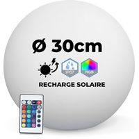 Europalamp – Boule lumineuse LED solaire multicolore 30 cm – Étanche IP67 – Flottante pour piscine – Télécommande infrarouge incluse