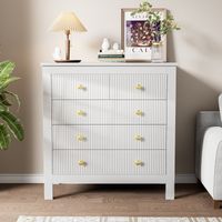 Credenza con cassettiera e comodino con 5 cassetti, maniglie dorate, per soggiorno, camera da letto, 79 L x 39,5 P x 80,5 A cm, bianco