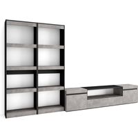 Skraut Home - Ensemble Meuble TV, Meuble Salon Complet, 320x186x35cm, Pour les TV jusqu'à 80", Salon Complet, Style moderne, Gris Ciment