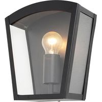 Litecraft Hamble Wall Light Outdoor Curved Box Lantern Garden Fitting - Black