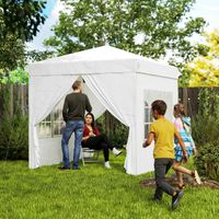 Carpa Plegable Pop-up 2.5x2.5 m avec 4 Parois Latérales Antiu-Violet, Hauteur Réglable et Sac de Transport Blanc
