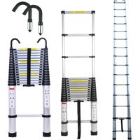 Dayplus – Échelle télescopique 6,2 m – Aluminium pliant avec crochets amovibles – Charge 150 kg – EN131 pour accès grenier et toiture