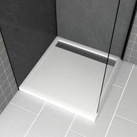 receveur en acrylique blanc 80x80x4 cm + grilles linéaires chrome et gun metal - whiteness ii