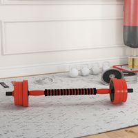 Set de poids de gym 4 en 1 de 20 kg, convertible en kettlebell, 2 haltères, barre et support pour pompes, rouge