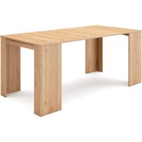 Skraut Home - Mesa Consola extensible, Mesa comedor plegable, 180, Para 8 comensales, Comedor y cocina, Estilo Moderno, Roble