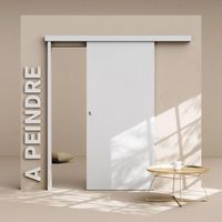 Porte Coulissante avec Rail - Prépeinte Plane 93 cm - Avec butée