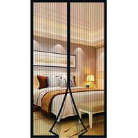 Moustiquaire Porte Fenetre Aimantée Magnetique, Rideaux Anti Mouches pour Porte, Rideaux Toile Insect Ecran, Moustiquaire Baie Vitree Coulissante, Magnétique Moustique Sans Perçage (90 x 200cm, noir)