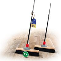 Novaliv 2x balai de hall 40 cm avec manche télescopique poils poils synthétiques balai fin balai d'atelier avec manche balai de hall balai industriel