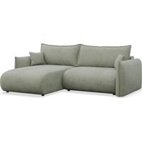 Selsey CUSHI – Canapé d'angle convertible, angle à gauche, chenille vert sauge