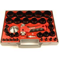 Emporte-pièce jumelable 2 à 50 mm – Poignée amortissante pour découpe concentrique – Coffret en polypropylène résistant aux chocs – Boehm