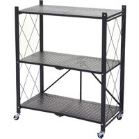 Scaffale libreria HHG-783 pieghevole con ruote acciaio verniciato 3 ripiani nero