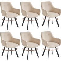 Wokaka Lot de 6 chaises en lin , pivotante 360° – Chaise salle à manger moderne avec accoudoirs – Rembourrée – Pieds en métal durables, beige