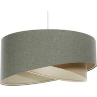 Suspension boho en tissu structuré et chanvre naturel ajustable - Ø 60 cm - H25 cm