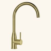 Robinet mitigeur de lavabo col de cygne doré – Hauteur 380mm – Hauteur sous bec 257mm – Débit 12.4 l/min – Flexible de raccordement – Schock