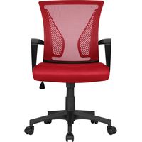Yaheetech Chaise Bureau avec Siège Dossier en Maille Respirante Hauteur Réglable Fauteuil d'Ordinateur Inclinable à roulettes Pivotantes Charge 136kg Rouge