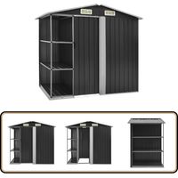 Abri de jardin avec étagère Anthracite 205x130x183 cm Fer - Abri De Jardin - Abri De Rangement - Stockage Exterieur - Outillage - Jardinage