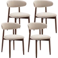 Smartue - Set da 4 sedie in legno massello, robuste ed eleganti, in stile minimalista nordico, ideali per sala da pranzo e cucina, beige