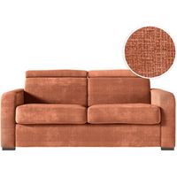 Canapé CAROLE convertible 3 places couchage quotidien 140x190cm en tissu chenille - Terracotta