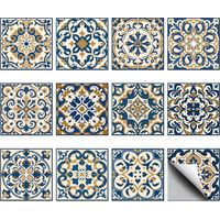 Lot de 36 stickers muraux mandala marocains (12 styles différents), imperméables et auto-adhésifs, pour la décoration de votre cuisine, 10 x 10 cm