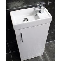 400mm Bathroom Vanity Unit Basin Sink Square Style White Gloss with Optional Tap, With Tap