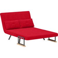 Divano letto tessuto effetto velluto schienale regolabile 2 cuscini 102x73x81 cm rosso