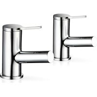Mira Showers Evolve Bath Pillar Taps Chrome Round Bathroom Minimalist Lever Pair