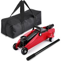Cric Hydraulique de Plancher 2 Tonnes - Profil Bas, Acier Renforcé, Pompe à Levage Rapide, Course de Levage 8.5–33 cm, Portable pour Garage et Maison - Rouge