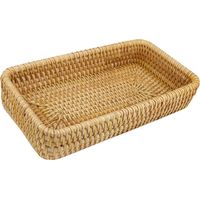 Plateau de table en rotin tressé à la main, panier de rangement pour en-cas, plateau de service multifonctionnel S