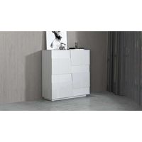 Credenza moderna 2 ante mobile ingresso multiuso 120x44,6x126cm Seeley - Bianco Lucido