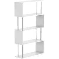 Libreria a 4 Ripiani Design Moderno e Metallo, Libreria Scaffale per Soggiorno, Studio, Ufficio, 80x30x145cm Bianca