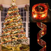 Guirnalda de luces LED de 4 m con cinta brillante, luces navideñas rojas para Año Nuevo, fiestas, bodas, decoración del árbol de Navidad, para interiores y exteriores