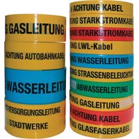 Ruban de signalisation pour câbles, inscription Attention câble à fibres optiques B.40mm L.250m jaune