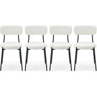 Grayson Boucle Dining Chairs Set of 4 Stackable Accent Chairs with Cushioned Seat and Black Legs