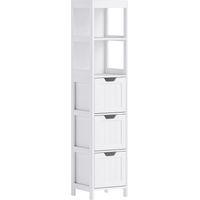 Armoire de salle de bain 30 x 30 x 142,4 cm, armoire haute de salle de bain avec 3 tiroirs, 2 compartiments ouverts, armoire de rangement pour salle de bain