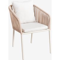 Lot de 4 chaises de salle à manger Arhiza Classic avec accoudoirs en aluminium et corde tressée SKLUM Tapioca Beige