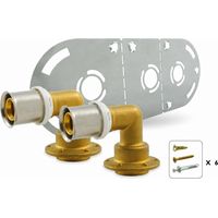 Kit di fissaggio multicouche diametro 16mm per rubinetteria murale con piastra e curve femmina in 15x21