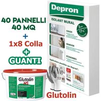 DEPRON PANNELLI ISOLANTI DA 3MM (125 X 80 ) CONFEZIONE DA 40MQ + 1 X 8 GLUTOLIN HS COLLA PER POLISTIROLO