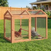 Poulailler en bois avec enclos extérieur, perchoir et double porte poulailler modulaire pour le jardin