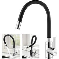 Auralum Hochdruck Küchenarmatur Schwarz, flexibler 360° Drehbar Wasserhahn Küche Spültischarmatur mit Wassersparen Perlator, Top-Qualität Mischbatterie Küche